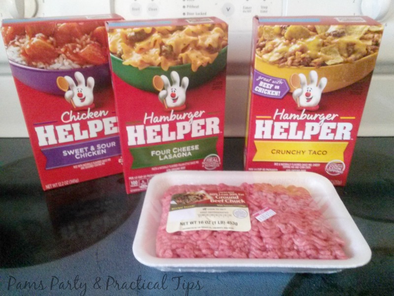 Pams Party & Practical Tips Quick and Easy Hamburger Helper Meal and