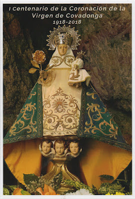 Virgen de Covadonga en la tarjeta prefranqueada