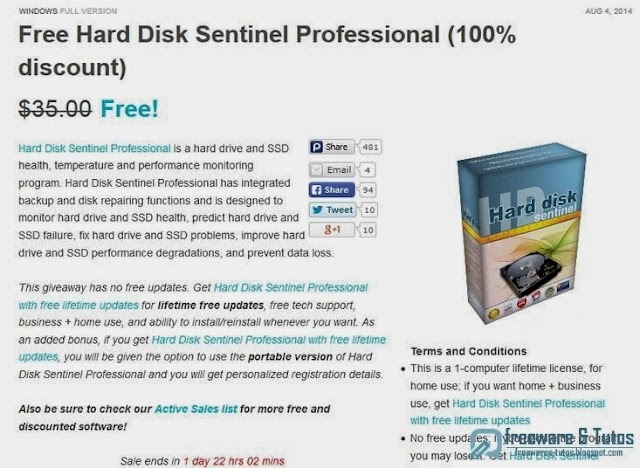 Offre promotionnelle : Hard Disk Sentinel Professional gratuit !