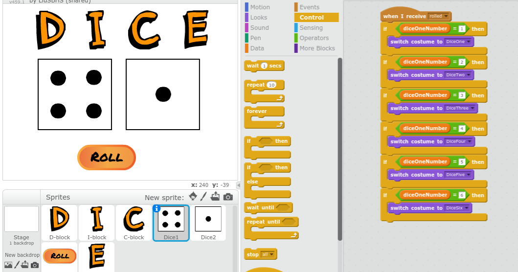 Coding Classes at Belmont Station Day Four Creating Dice Continued