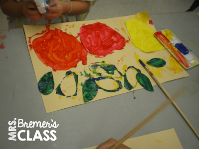 Fall apple art activities with a focus on mixing colors