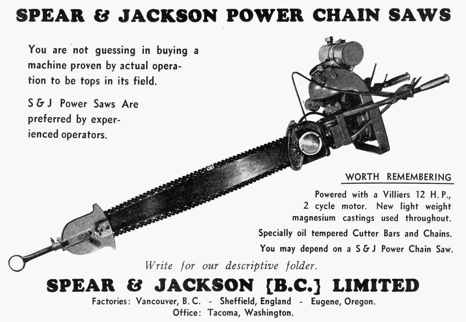 VINTAGE CHAINSAW COLLECTION SPEAR & JACKSON CHALLENGER 25A