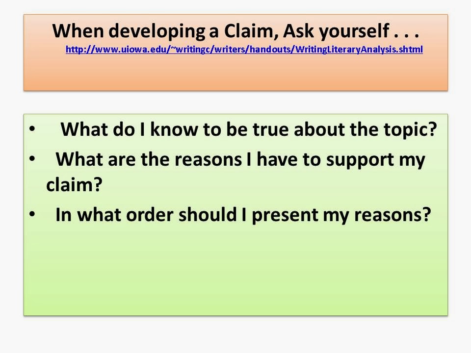 Quinn English How To Write A Claim for the Literary Analysis of "The Crucible" by Author Miller