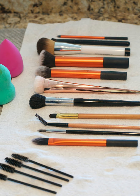 washing makeup brushes