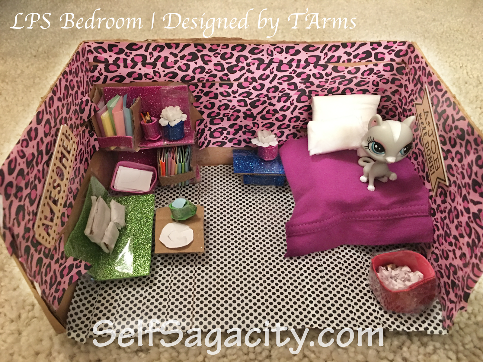 LPS Bedroom Made Out of Cardboard Box Designed by TArms Self Sagacity