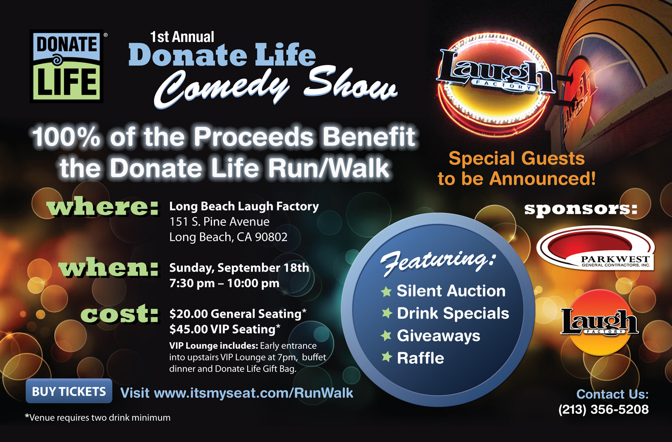 1st Annual Donate Life Comedy Show Tickets on Sale!