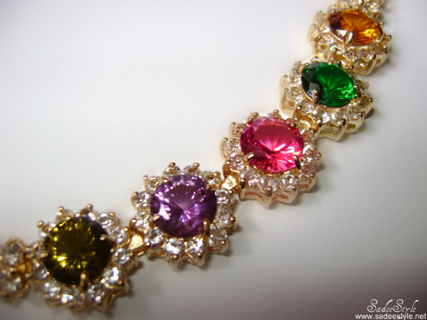 Orange And Colorful Diamonded Crystals Bracelets By Romwe
