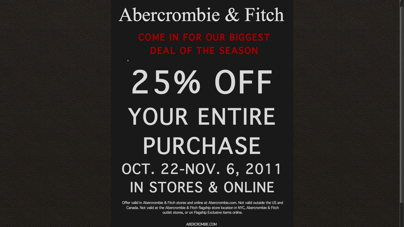 promo for abercrombie and fitch