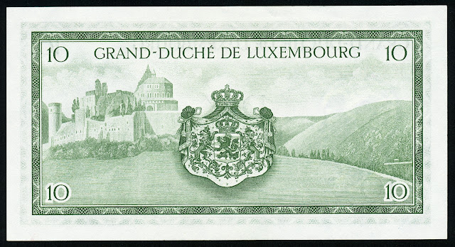 Luxembourg paper money currency 10 Francs banknote bill