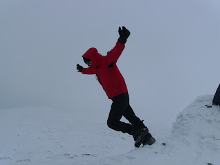 High winds on the summit of A' Chailleach