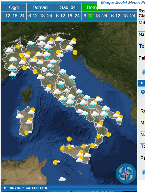 Weather forecast Easter in italy