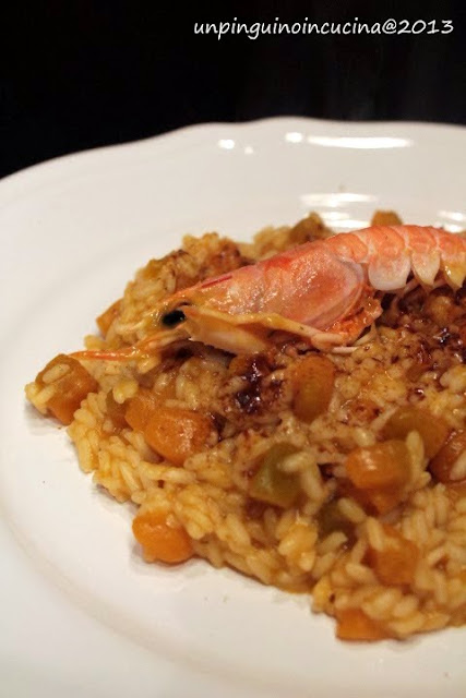 risotto di zucca e liquirizia con scampi...e racconti di un corso speciale