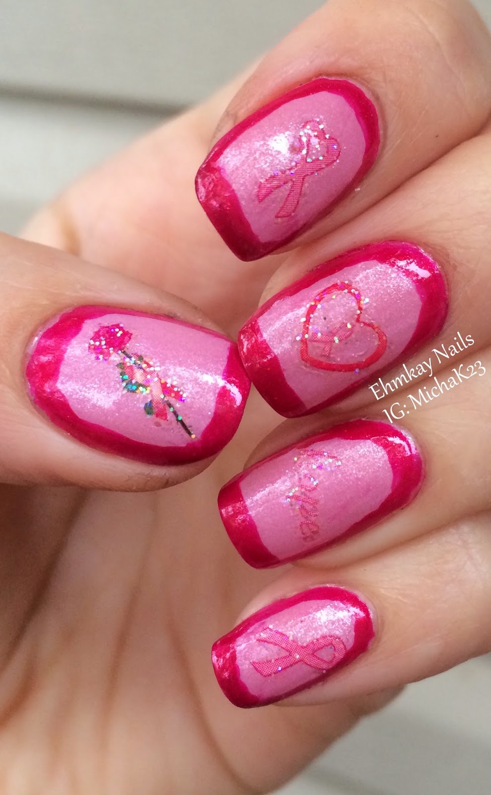 ehmkay nails: Breast Cancer Awareness Nail Art with Joby Decals
