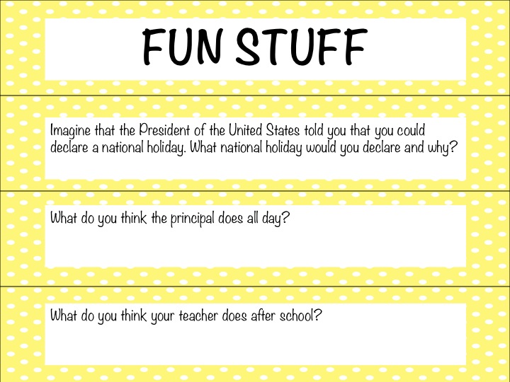 The Hungry Teacher: Fun in Fifth Grade {Writing Prompts Fan}