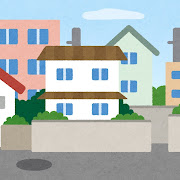 住宅街のイラスト（背景素材）