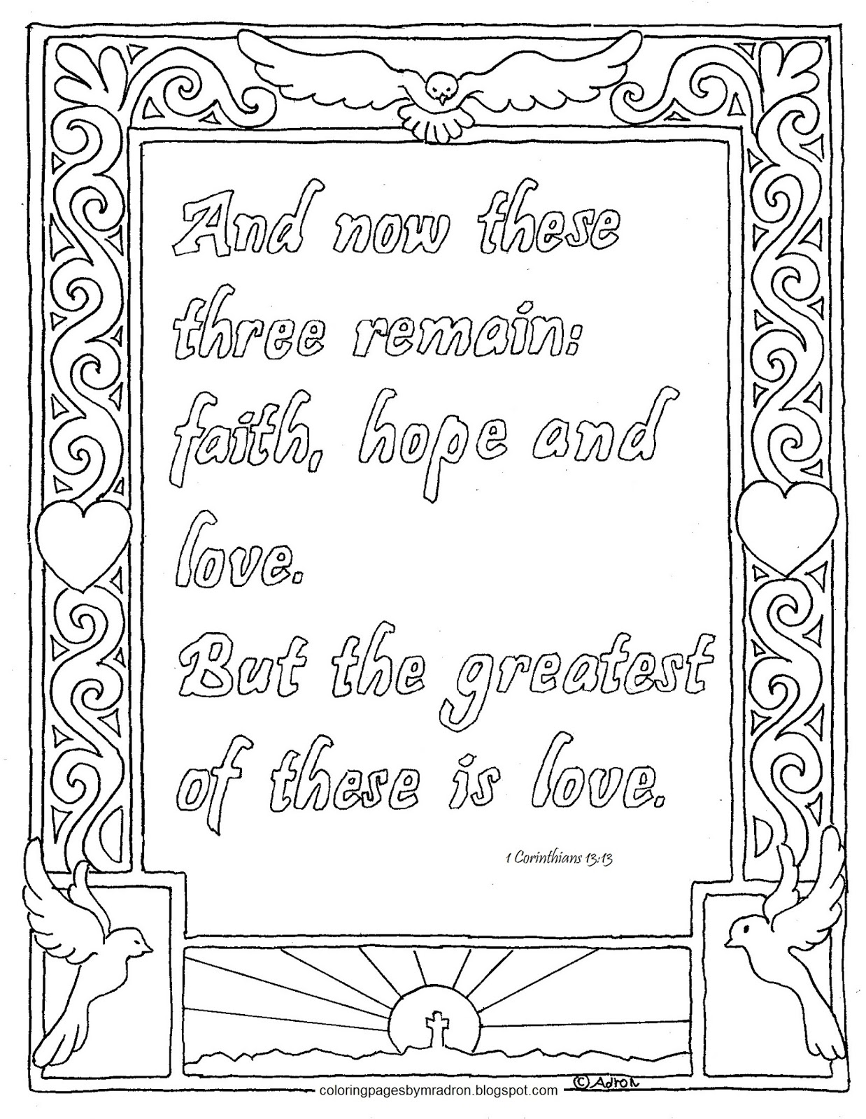 Coloring Pages for Kids by Mr. Adron 1 Corinthians 1313 The Greatest