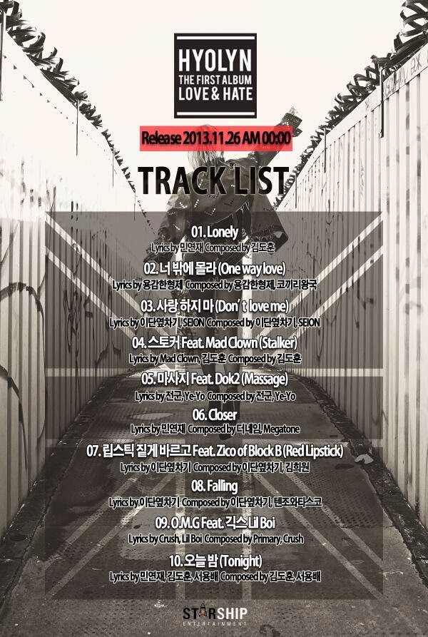 Let Share! Lirik lagu Hyorin [Sistar] 'Lonely