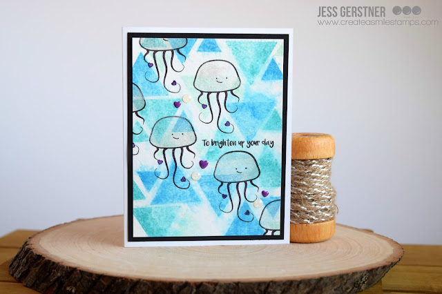 Jellyfish Card by Jess Gerstner for Create a Smile Stamps Glowing Seaside and Going Graphic