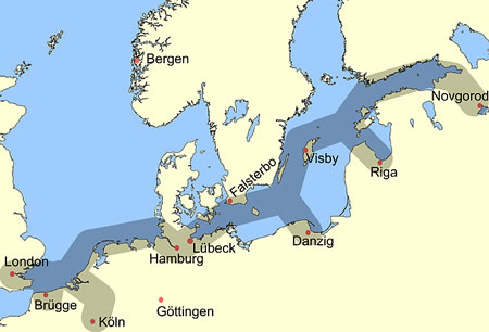 Hanseatic league route map