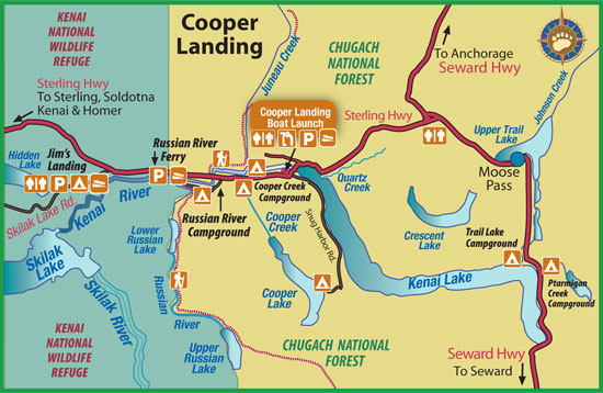 Maps of Alaska Roads By Bearfoot Guides: Map of Cooper Landing, Alaska