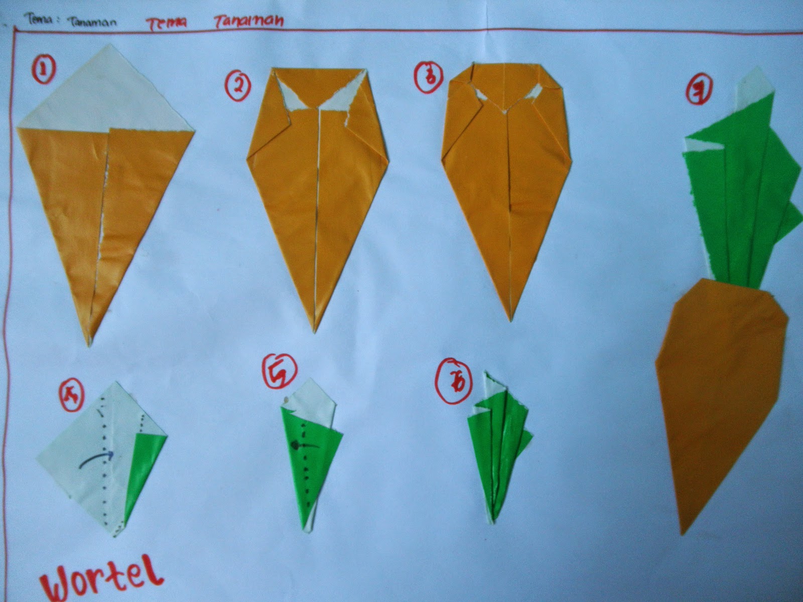 Contoh origami (melipat kertas) untuk PAUD berdasarkan 