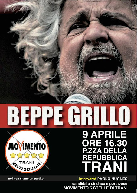Beppe Grillo a Trani a Pasquetta in Piazza della Repubblica