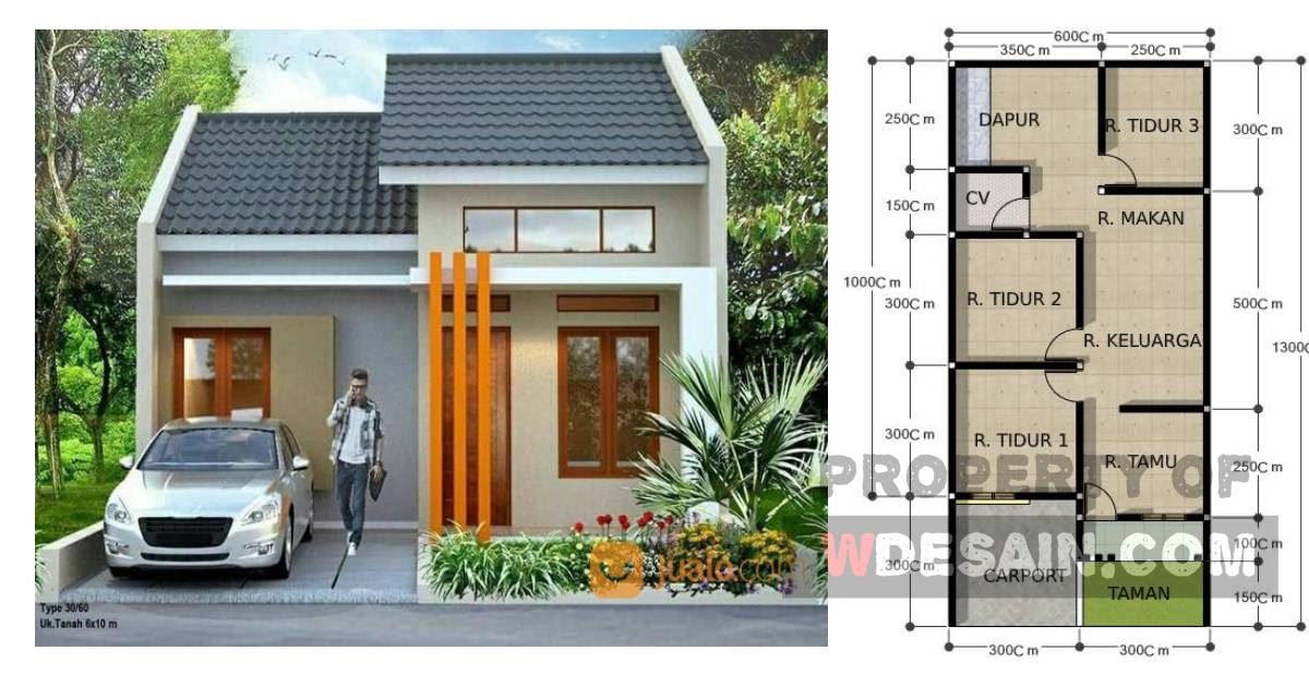 Desain Rumah Sederhana 3 Kamar Lebar 6 Meter - DESAIN RUMAH MINIMALIS