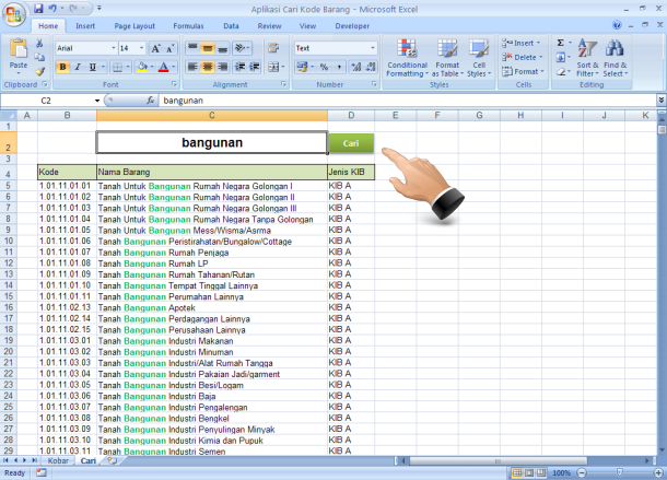 Aplikasi Cari Kode Barang dengan Microsoft Excel