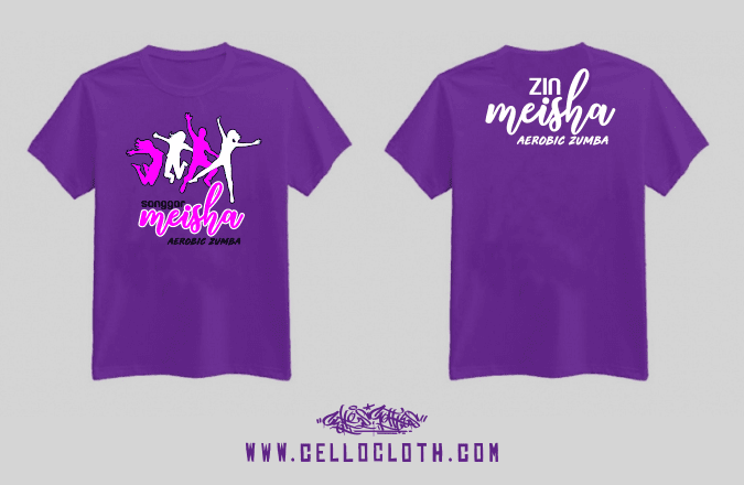 Desain Dan Hasil Produksi Sablon Kaos Sanggar Meisha Aerobic Zumba Sablon Kaos Online