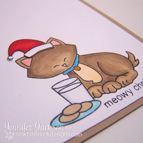 Meowy Christmas Card with Milk and Cookies by Newton's Nook Designs