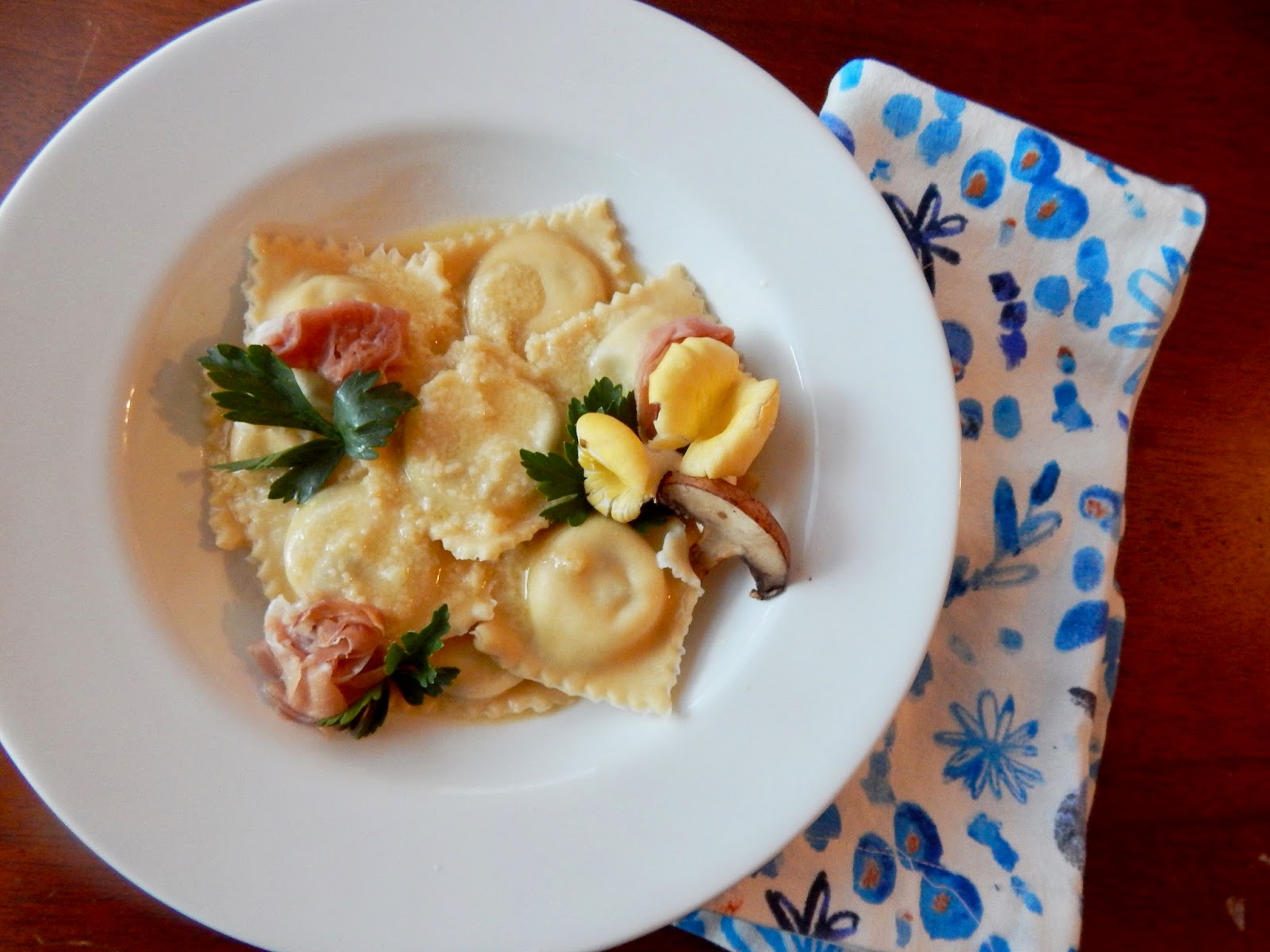 The Nerdy Chef Mushroom Ravioli with Parmesan White Wine Sauce