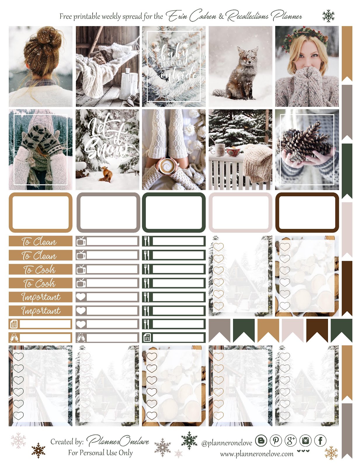 Free Winter Printable Planner Spread For The Erin Condren & Recollections  Planner - Planner Onelove