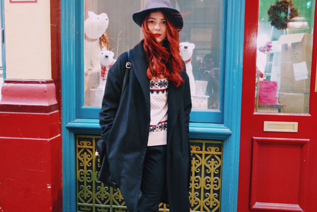 save the friday, red hair, christmas, outfits, ootd, london, londres, jacquard, ugly christmas sweater, leadenhall market, blog,