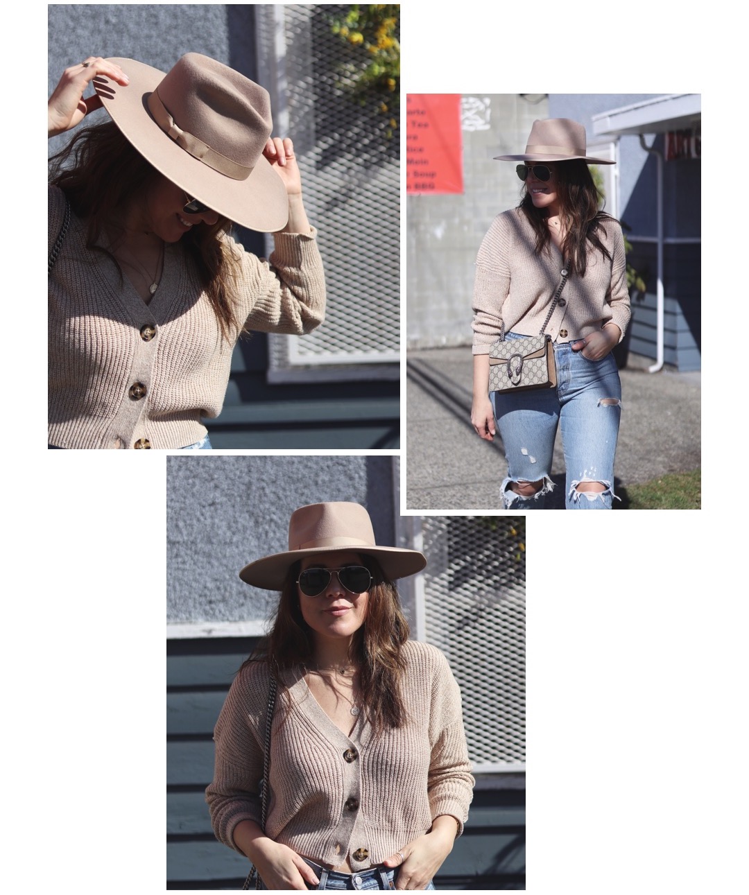 button front sweater lack of color rancher hat levis wedgie jeans vancouver fashion blogger aleesha harris