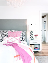 bedroom decor pink grey navy room gray cococozy inspo headboard decorating dream eclectic twist traditional plaid loop solid monochrome greenwich