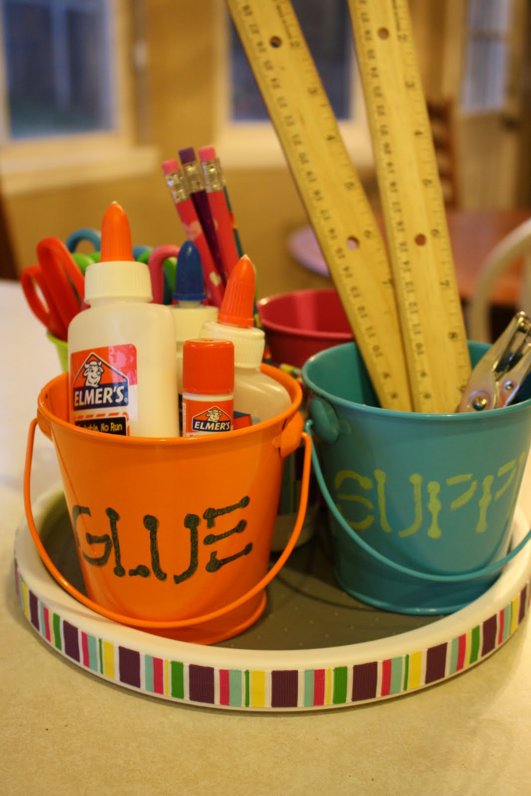 The Created Home Lazy Susan Craft/ School Supply Buckets Made Better