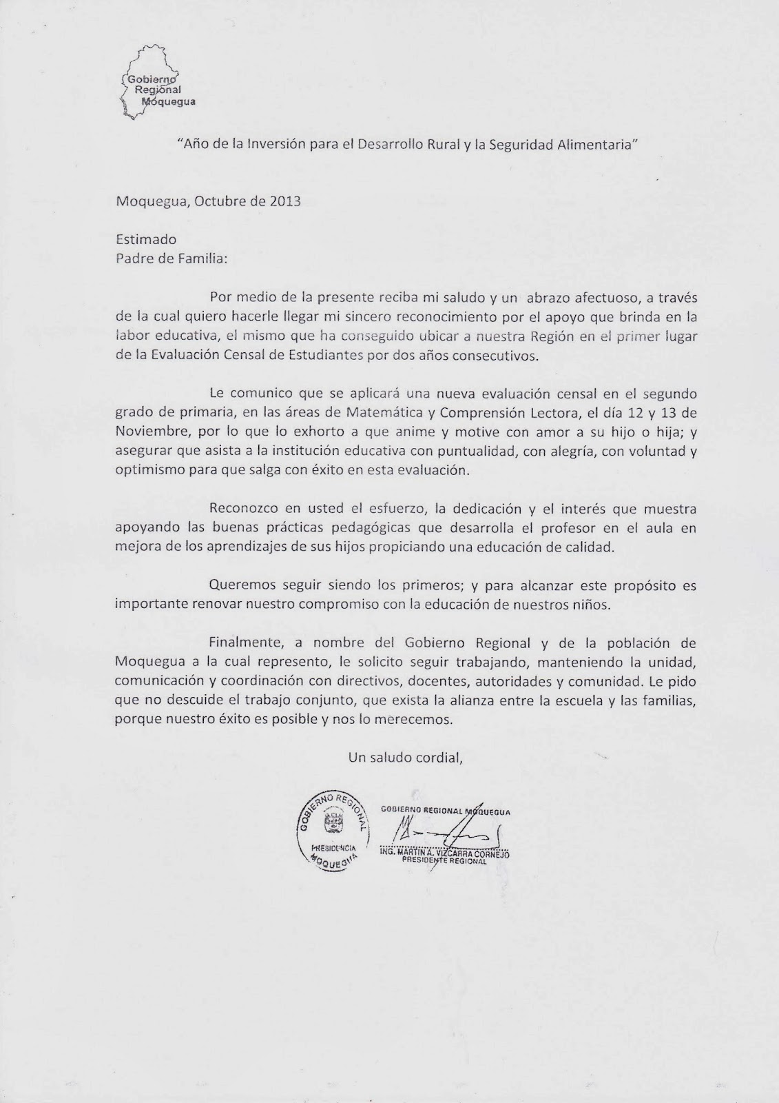 Carta De Sostenimiento Ejemplo