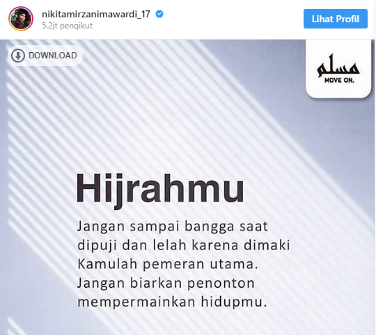 Selalu Dihujat Netter Perihal Keputusannya Untuk Hijrah, Ini yang Dikatakan Nikita Mirzani