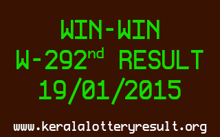 WIN-WIN Lottery W-292 Result 19-01-2015
