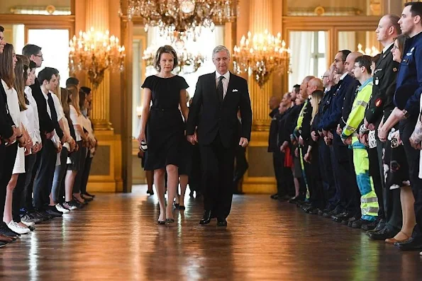 Queen Mathilde and King Philippe  attended a royal remembrance service for the victims of the 22nd March 2016 attacks at the Royal Palace