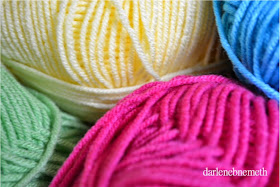 Pink, Blue, Yellow an Green Yarn