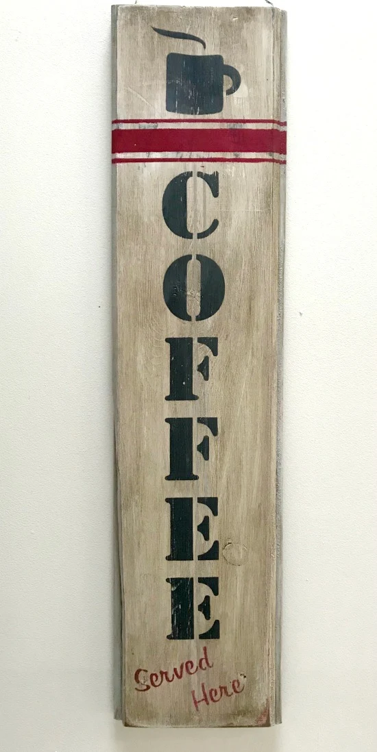 DIY Rustic and Distressed Vertical Coffee Sign