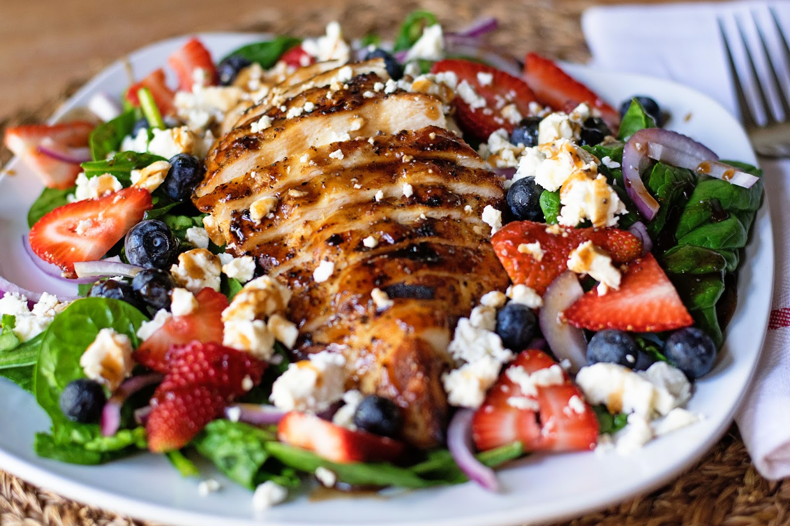 Chicken & Strawberry Salad w/ Balsamic Poppy Seed Dressing The