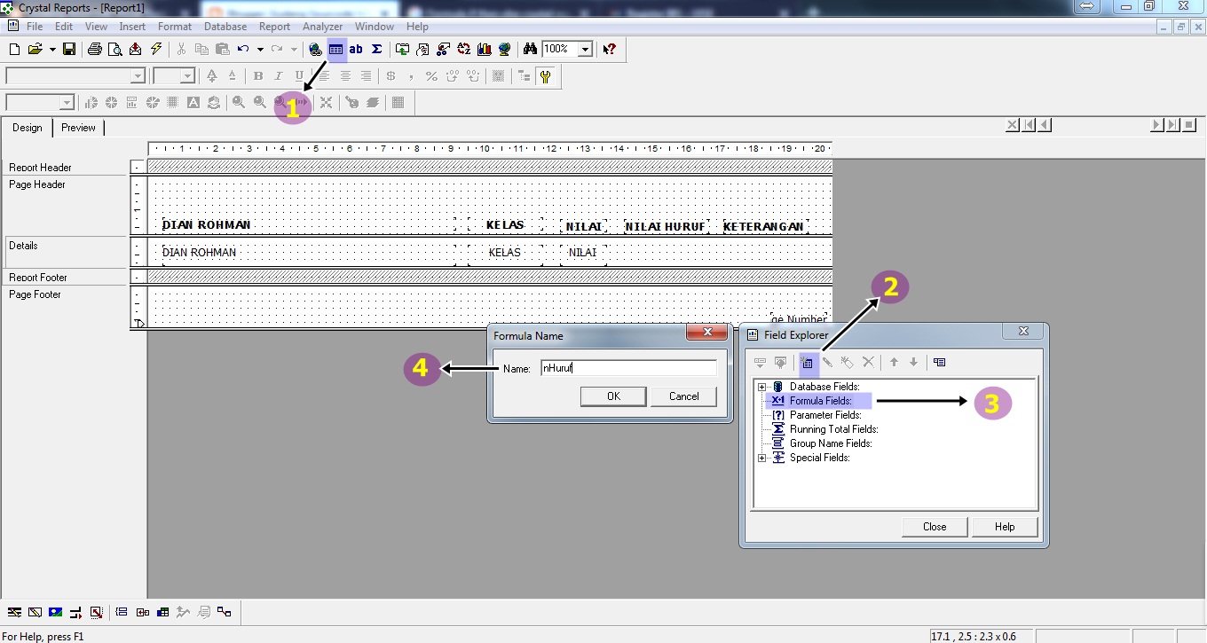 Writing formulas in crystal reports image