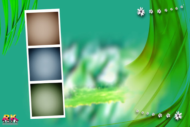 Photo album three frame templates color theme green