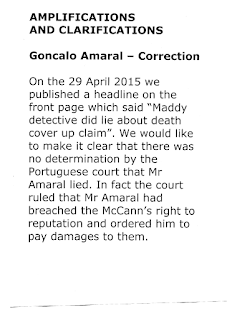 Goncalo Amaral DID NOT LIE about Madeleine: Today (7 Dec 2015) Daily Express publishes, on page 21, an offical correction to its 29 Apr 2015 headline  Expres10