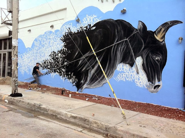 First Completed Street Art Mural by Shai Dahan In Miami For Art Basel 2013. 1