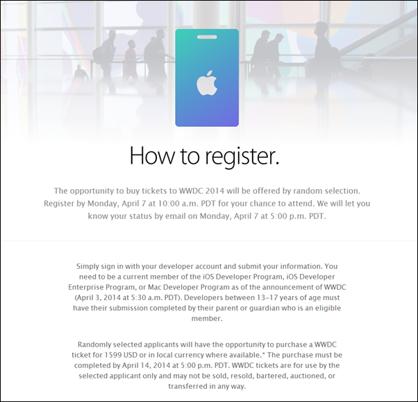 Apple WWDC 2014 Ticket Registration Procedure and Guidelines