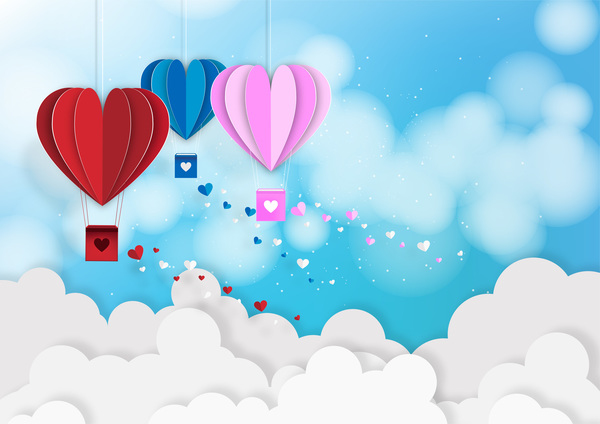 Happy Valentines Day Greeting card with origami vector