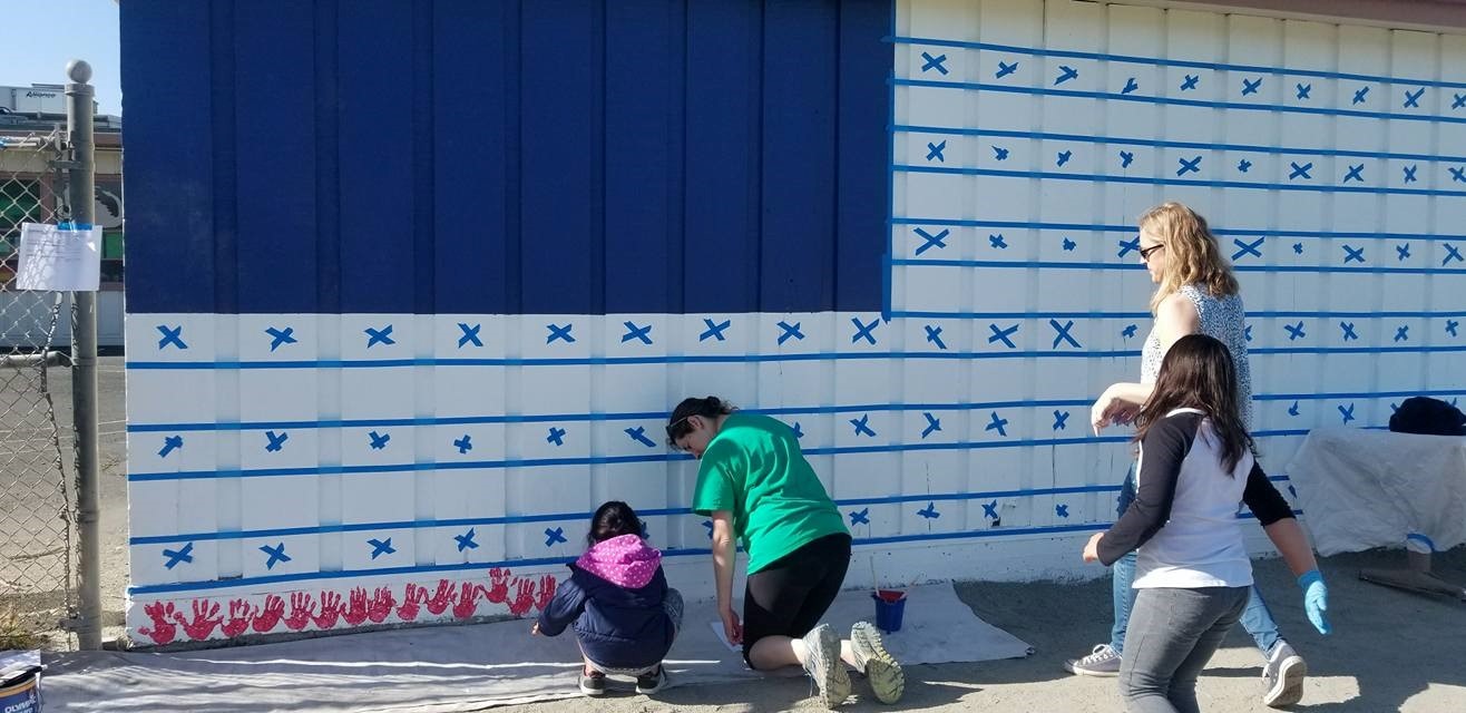 Bubble Glove American Flag Mural At Monte Gardens Elementary